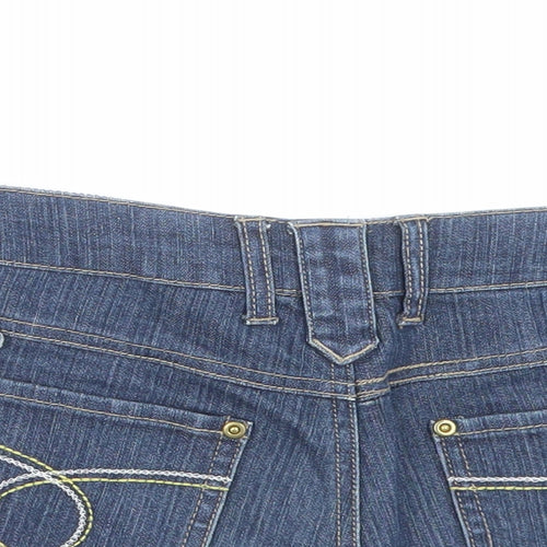 Denim & Co. Womens Blue Cotton Boyfriend Shorts Size 8 Regular Button