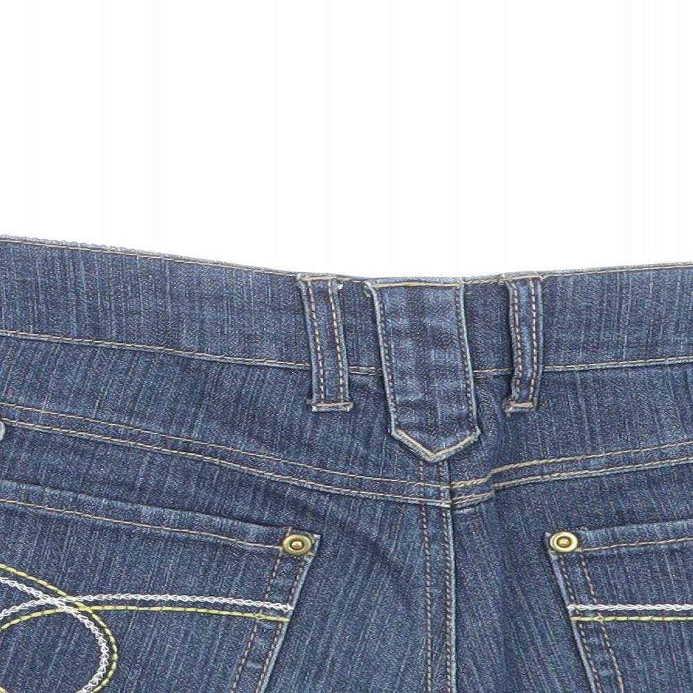 Denim & Co. Womens Blue Cotton Boyfriend Shorts Size 8 Regular Button