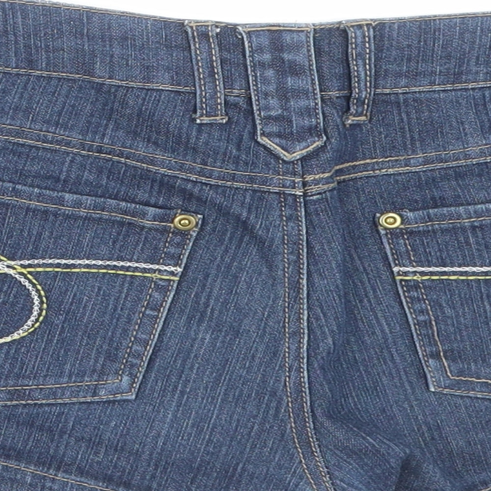 Denim & Co. Womens Blue Cotton Boyfriend Shorts Size 8 Regular Button