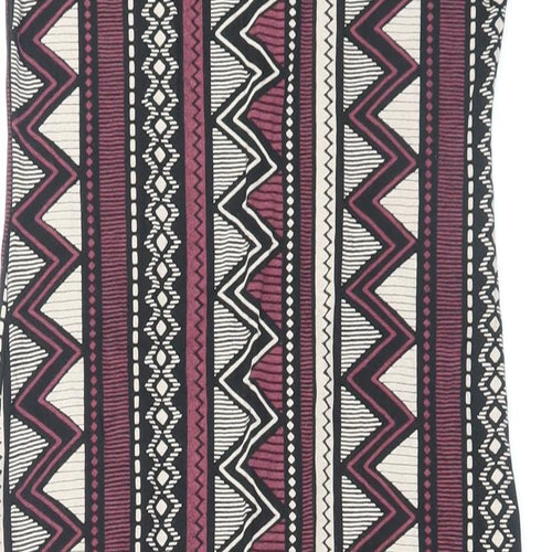 London Womens Multicoloured Geometric Viscose Bodycon Size M Boat Neck Pullover