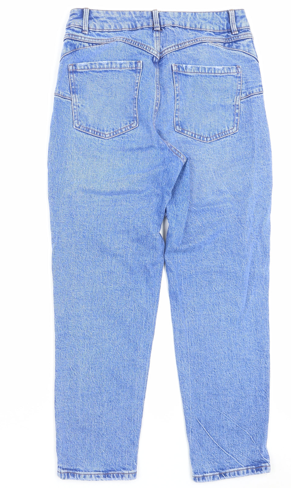 New Look Womens Blue Cotton Straight Jeans Size 12 L27 in Regular Button - Lift & Shape
