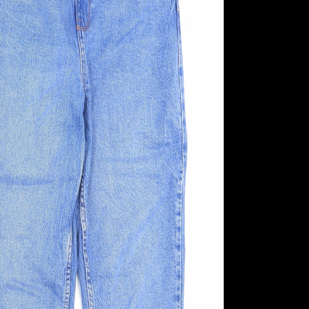 New Look Womens Blue Cotton Straight Jeans Size 12 L27 in Regular Button - Lift & Shape