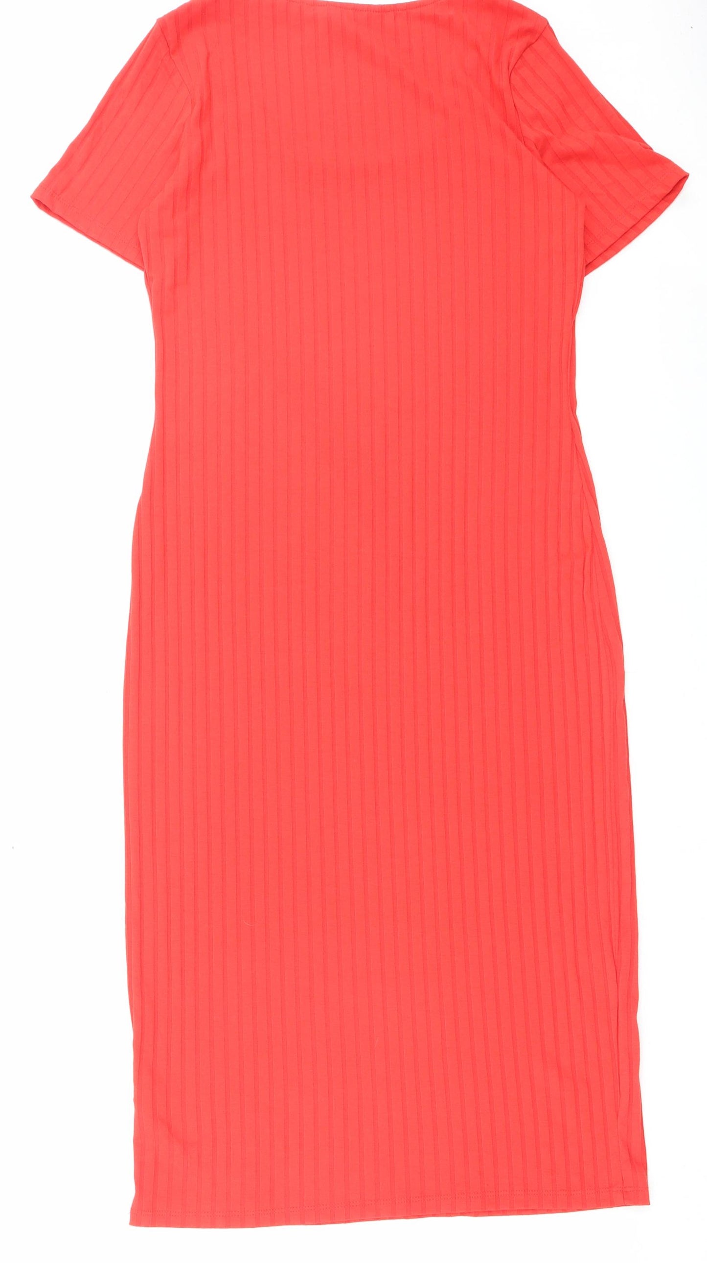 Primark Womens Red Polyester Bodycon Size 12 Scoop Neck Pullover