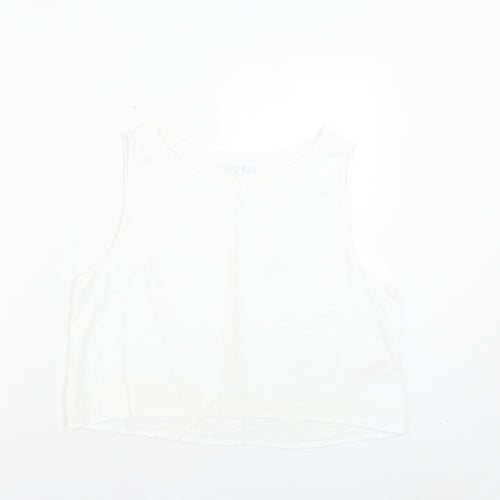 Primark Womens White Viscose Cropped Tank Size 16 Boat Neck
