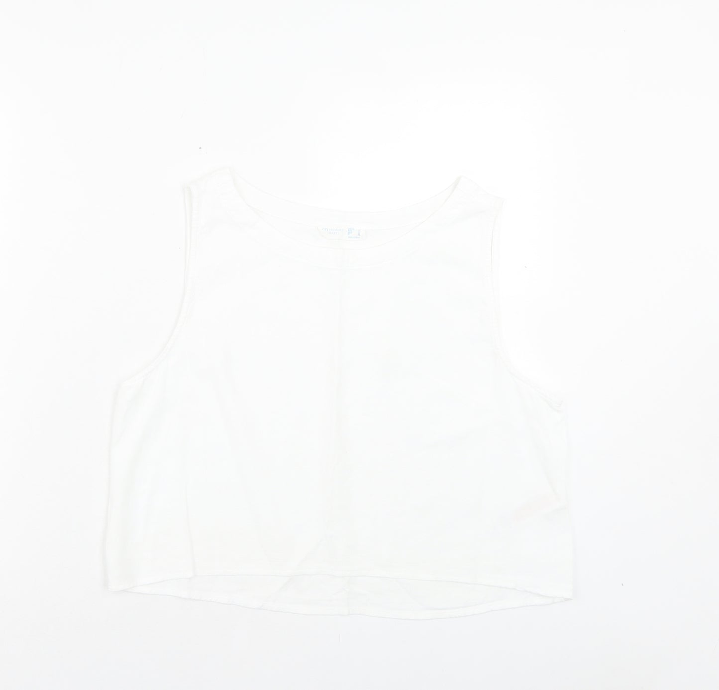 Primark Womens White Viscose Cropped Tank Size 16 Boat Neck