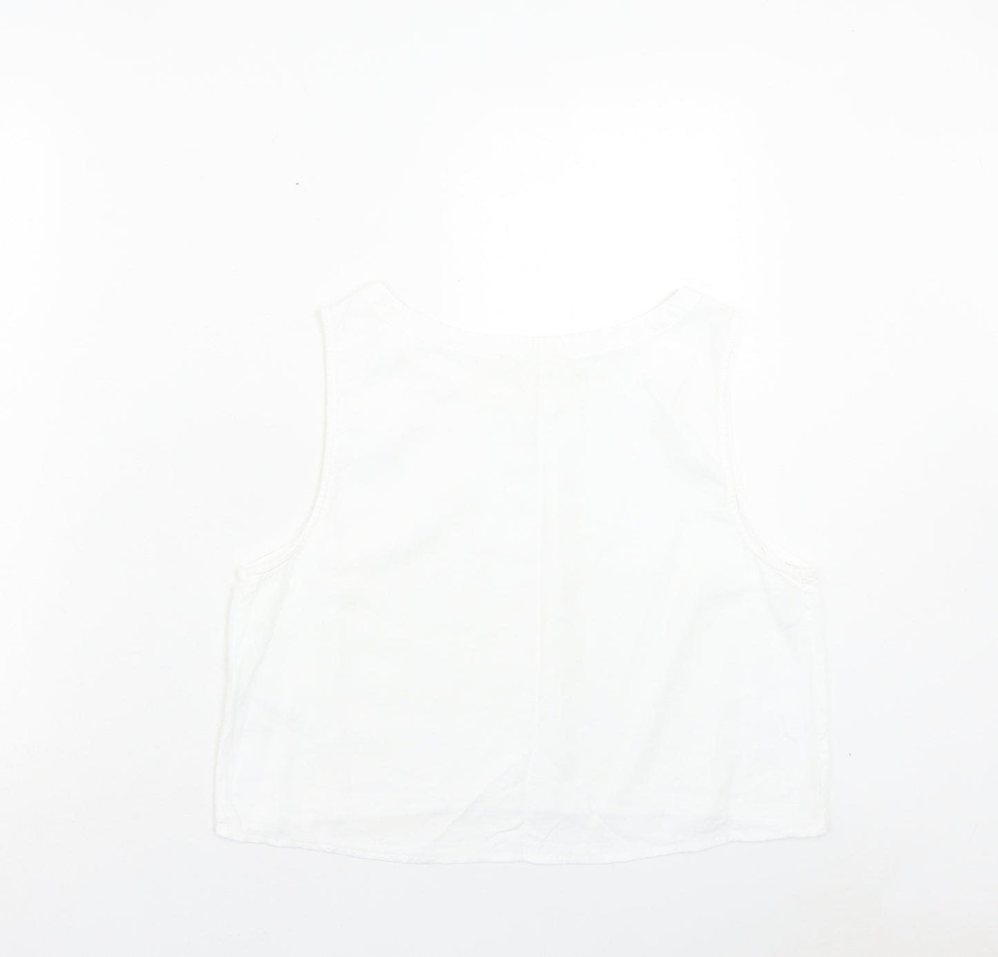 Primark Womens White Viscose Cropped Tank Size 16 Boat Neck