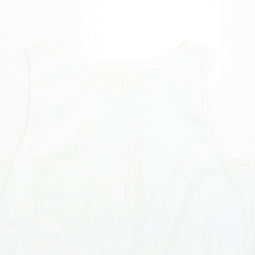 Primark Womens White Viscose Cropped Tank Size 16 Boat Neck