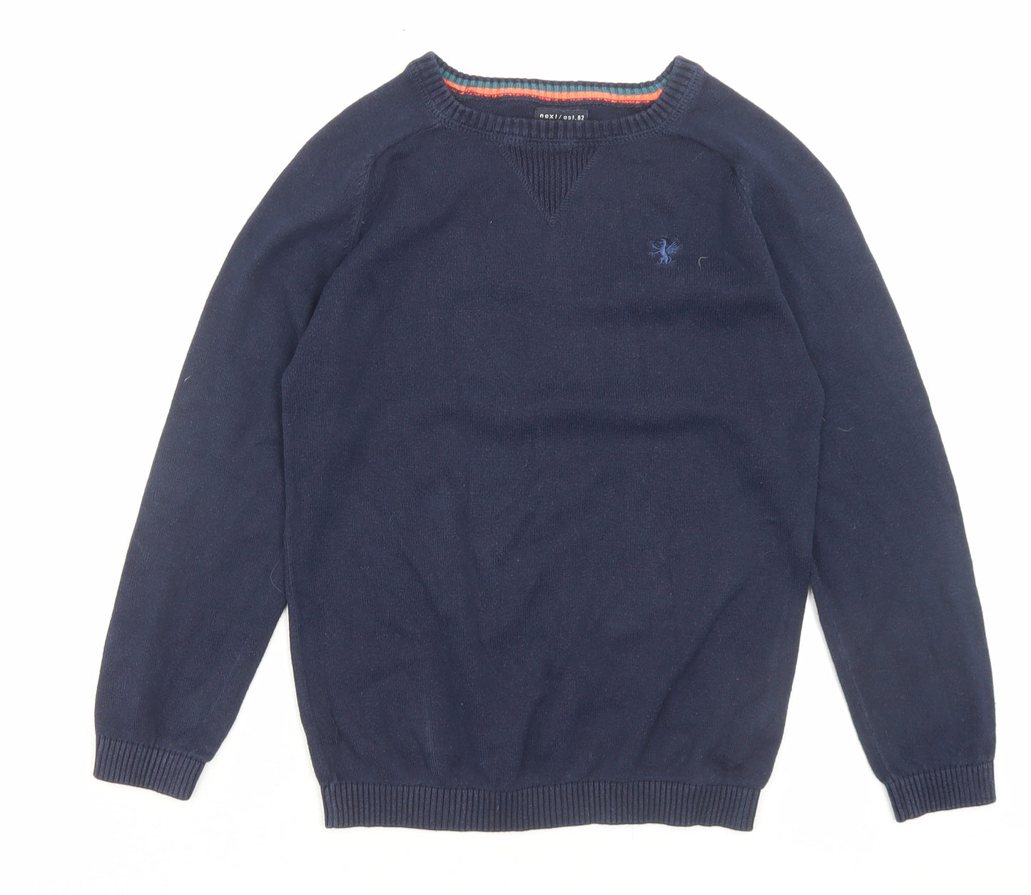 NEXT Boys Black Crew Neck Cotton Pullover Jumper Size 8 Years Pullover