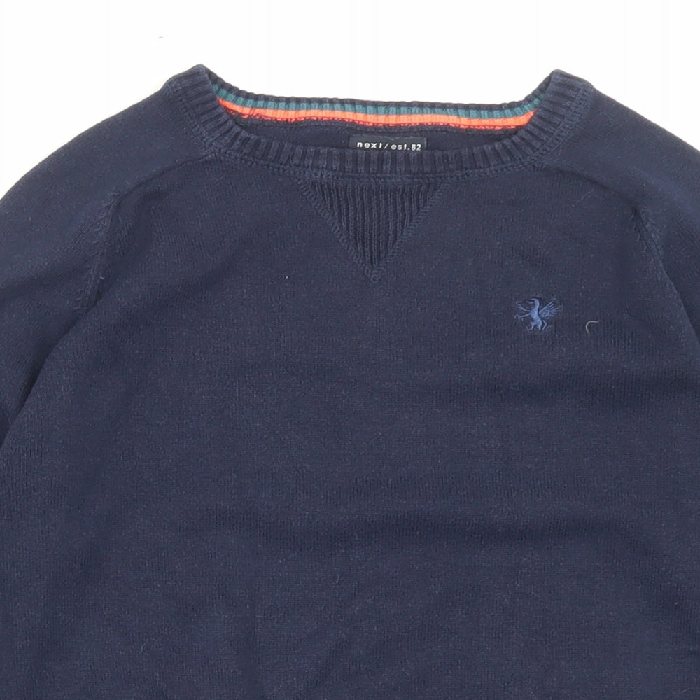 NEXT Boys Black Crew Neck Cotton Pullover Jumper Size 8 Years Pullover