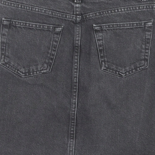 Topshop Womens Black Cotton A-Line Skirt Size 6 Button