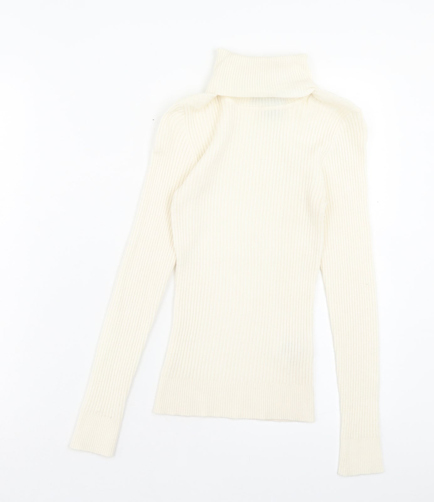 Primark Womens Beige Roll Neck Polyester Pullover Jumper Size XS