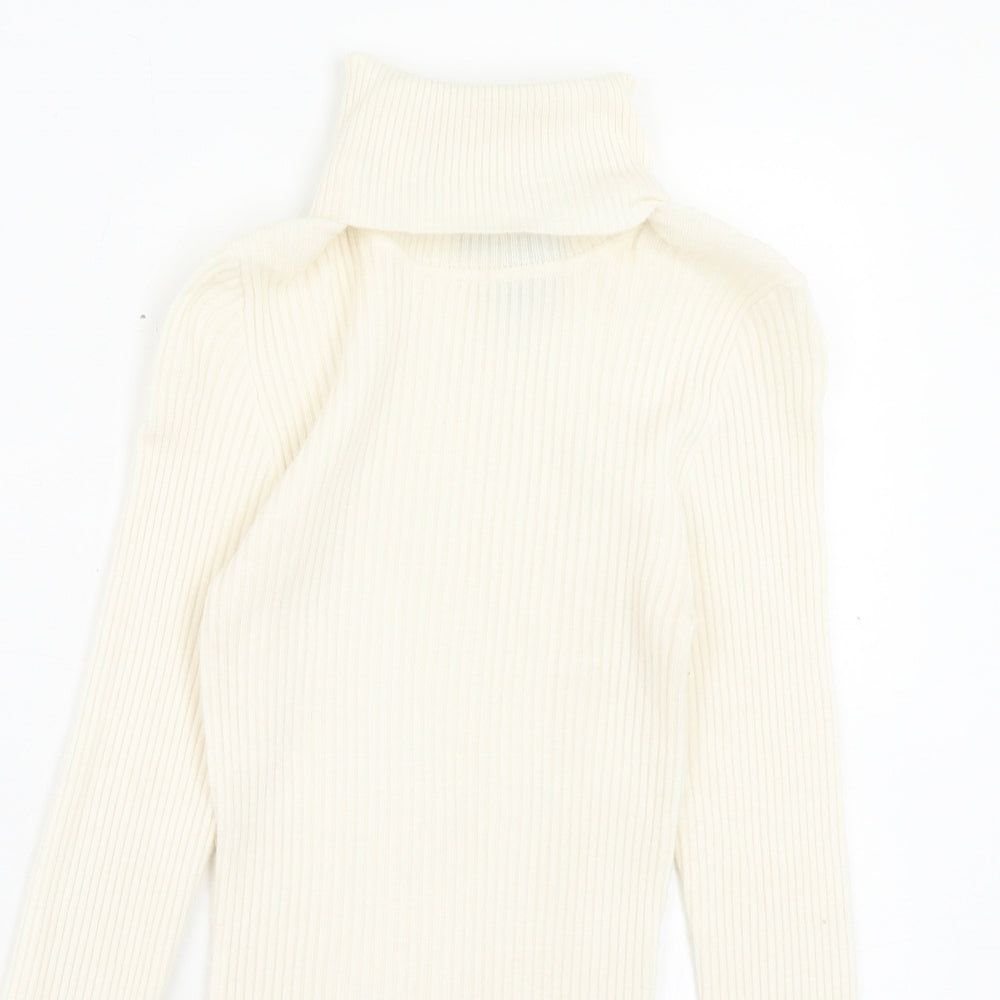 Primark Womens Beige Roll Neck Polyester Pullover Jumper Size XS