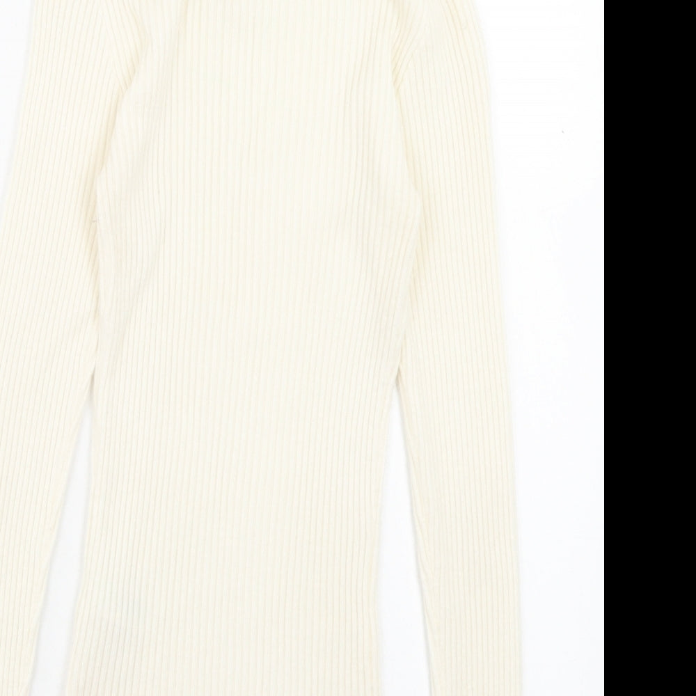 Primark Womens Beige Roll Neck Polyester Pullover Jumper Size XS