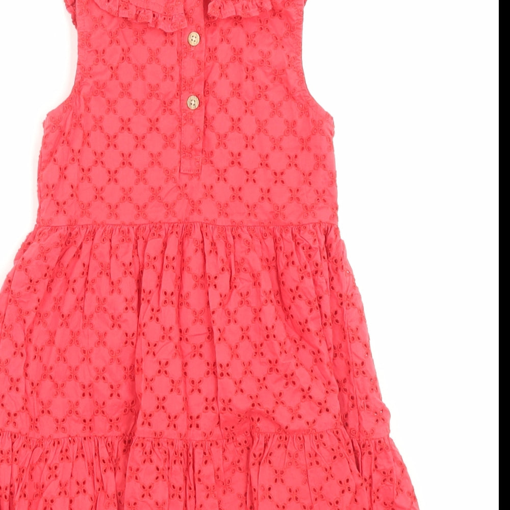 F&F Girls Pink Geometric Cotton A-Line Size 4-5 Years Collared Button