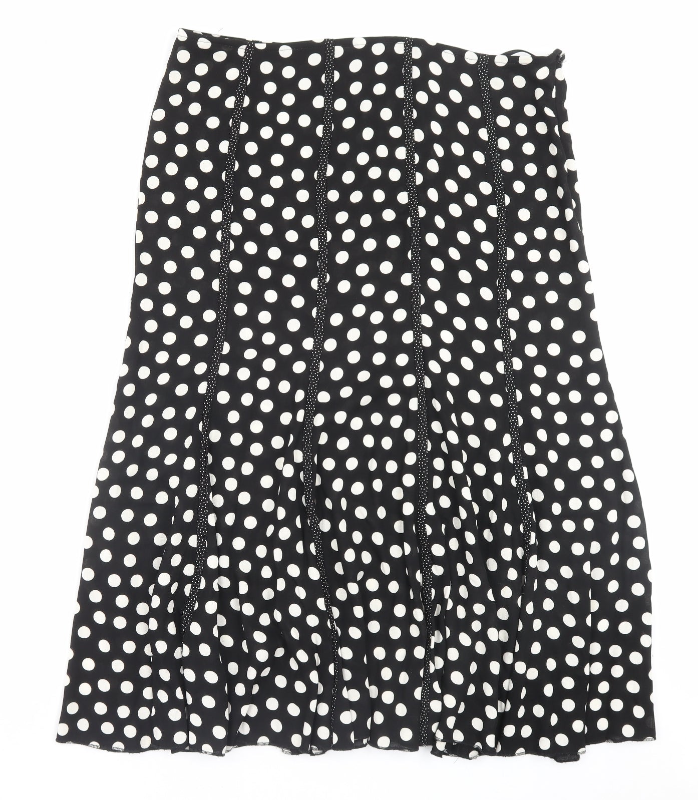 Per Una Womens Black Polka Dot Viscose A-Line Skirt Size 16 Zip