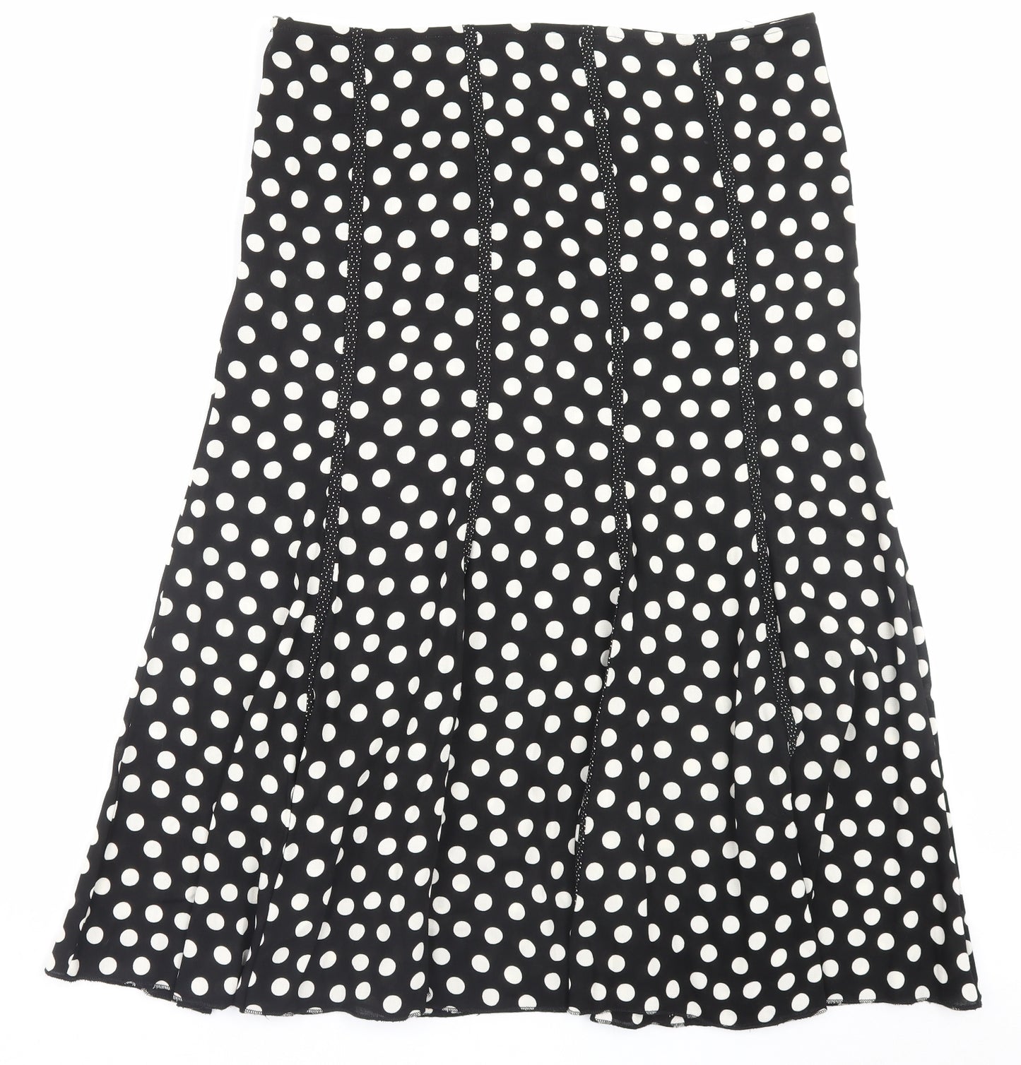 Per Una Womens Black Polka Dot Viscose A-Line Skirt Size 16 Zip