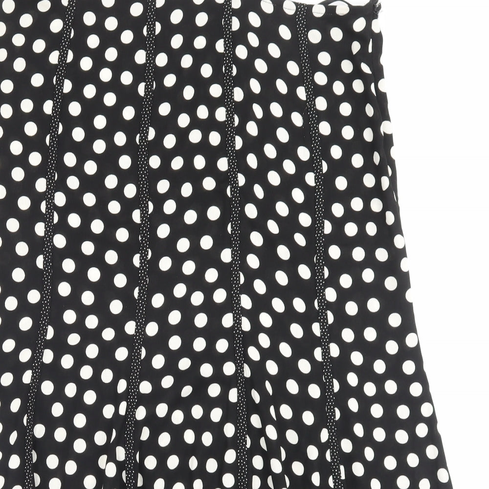 Per Una Womens Black Polka Dot Viscose A-Line Skirt Size 16 Zip