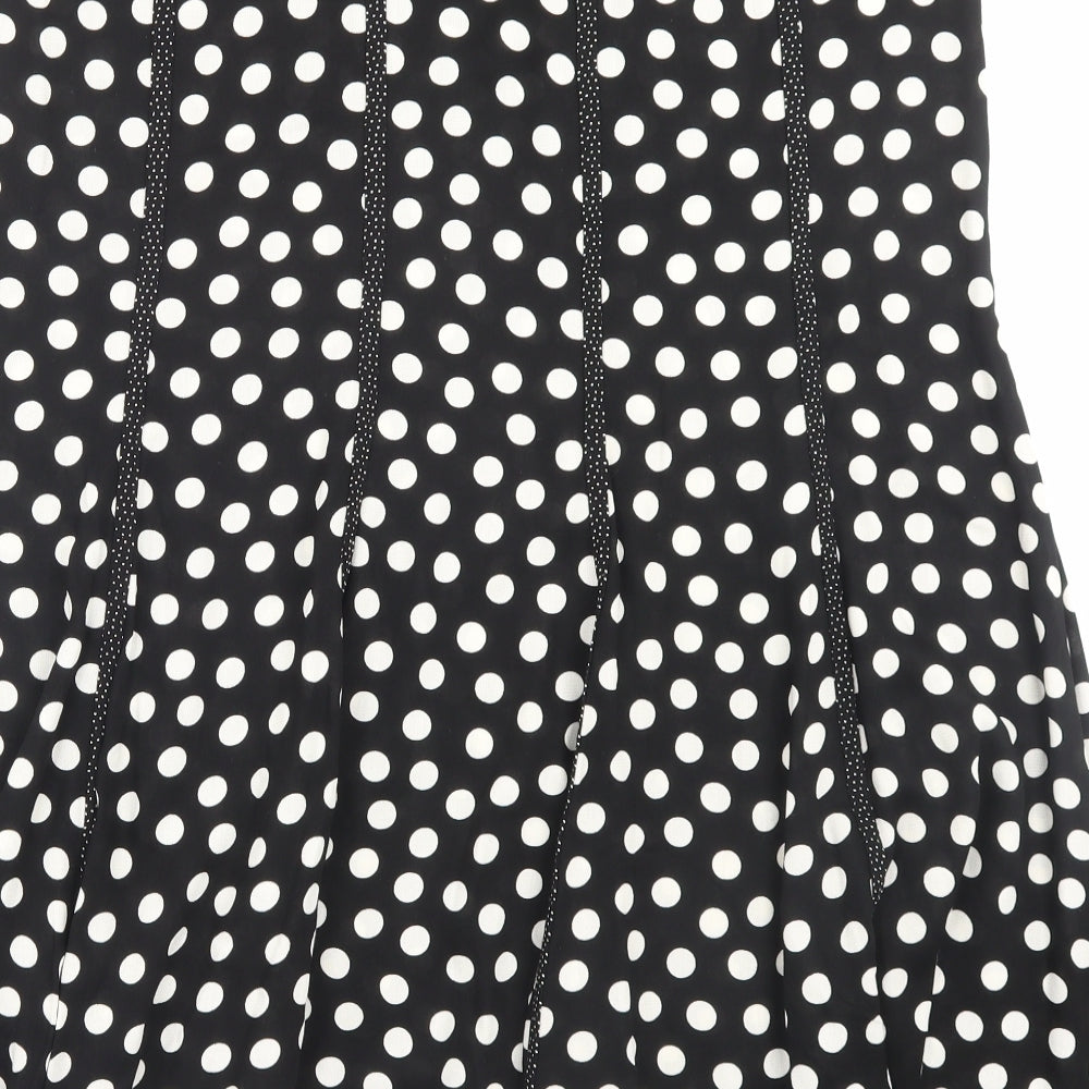 Per Una Womens Black Polka Dot Viscose A-Line Skirt Size 16 Zip