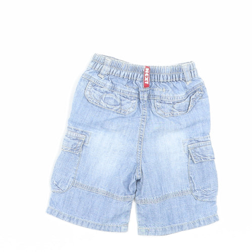 NEXT Boys Blue Cotton Cropped Trousers Size 9 Months Button - Shorts