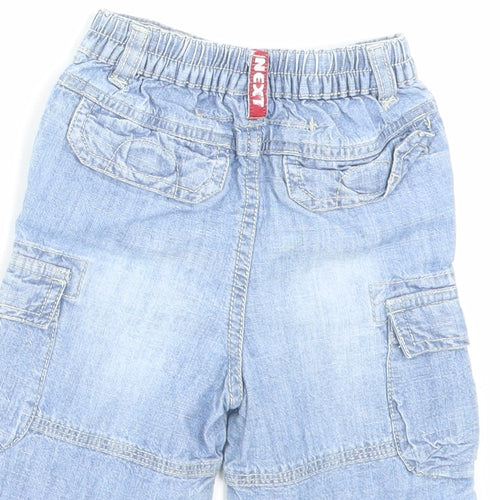 NEXT Boys Blue Cotton Cropped Trousers Size 9 Months Button - Shorts