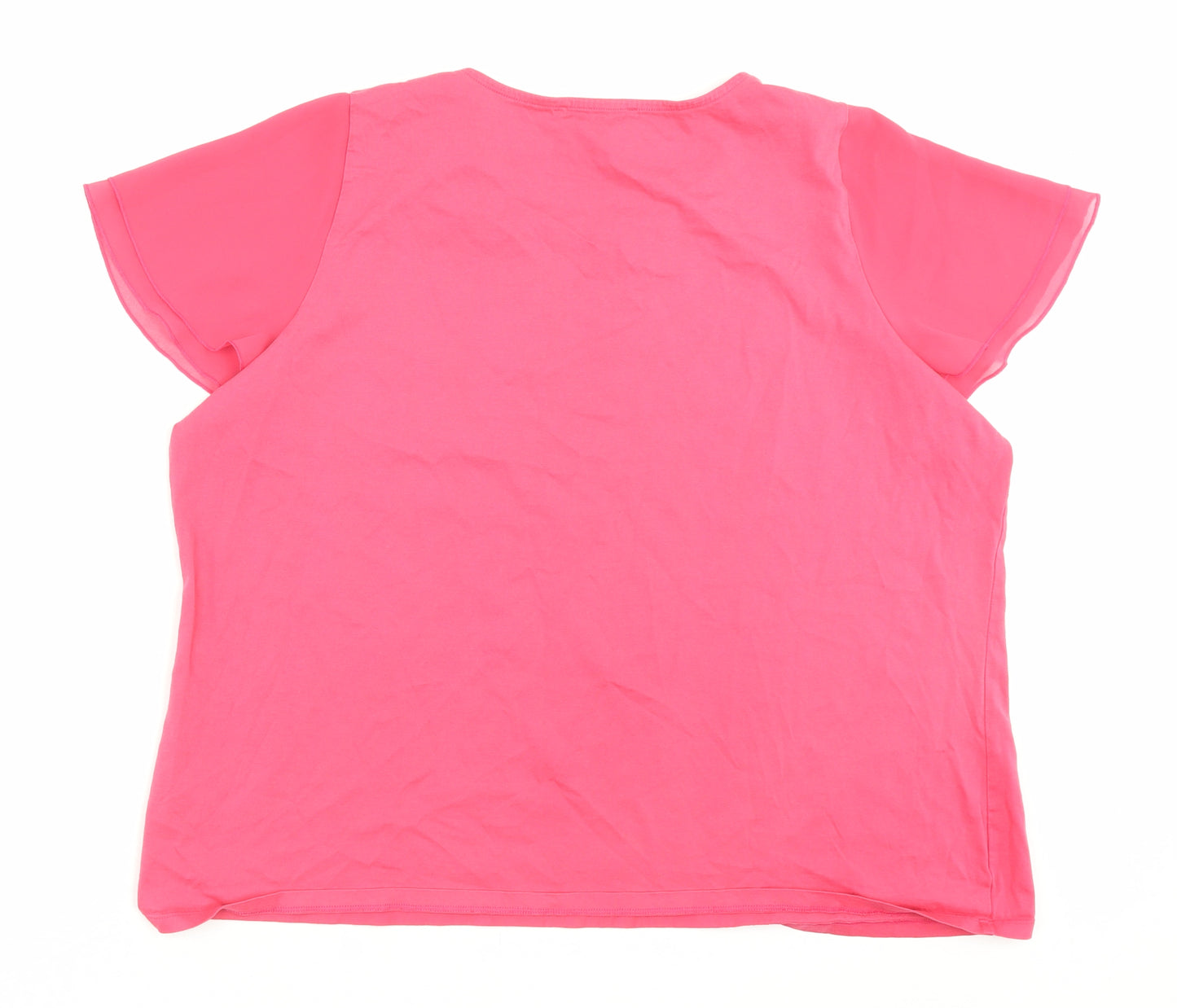 Marks and Spencer Womens Pink Cotton Basic T-Shirt Size 22 Crew Neck