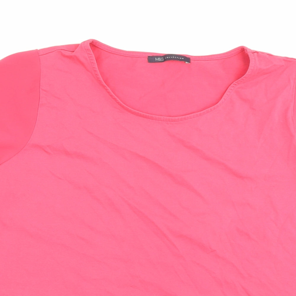 Marks and Spencer Womens Pink Cotton Basic T-Shirt Size 22 Crew Neck