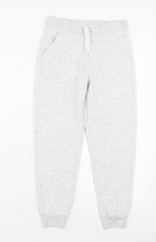 George Girls Grey Cotton Jogger Trousers Size 9-10 Years Regular Drawstring