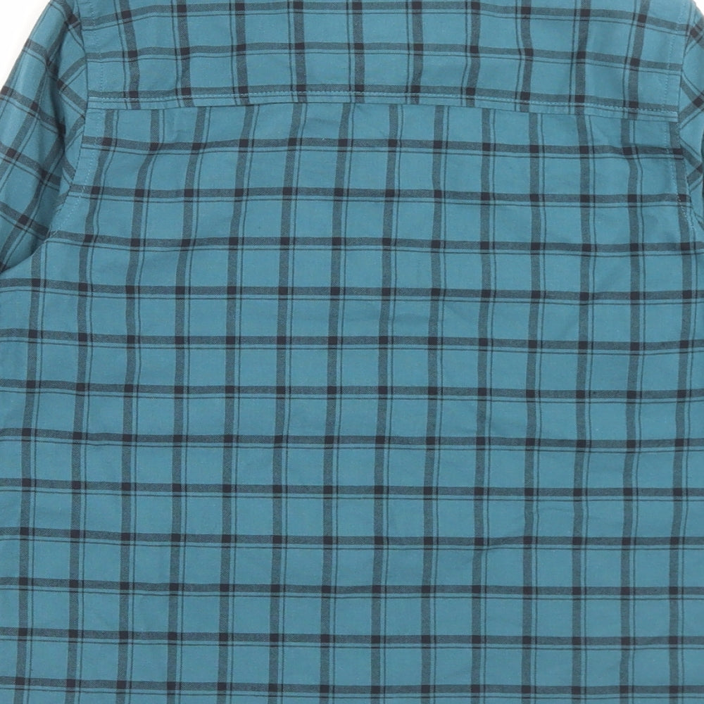 F&F Boys Blue Plaid Cotton Basic Button-Up Size 9-10 Years Collared Button