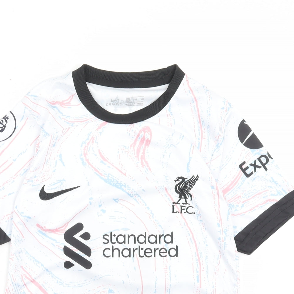 Nike Boys Multicoloured Geometric Polyester Basic T-Shirt Size 10 Years Crew Neck Pullover - Liverpool FC