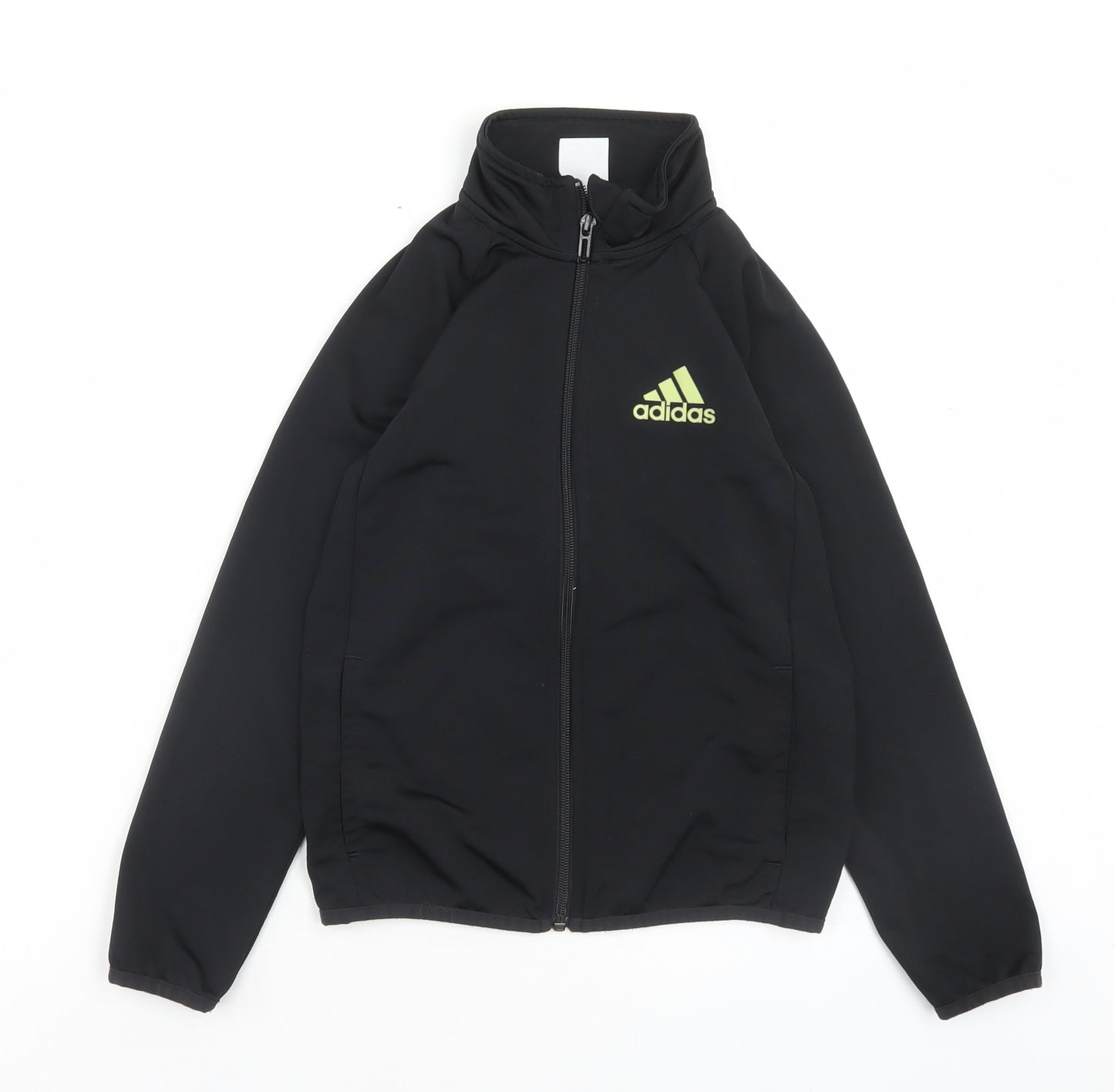 adidas Boys Black Polyester Full Zip Sweatshirt Size 7-8 Years Zip