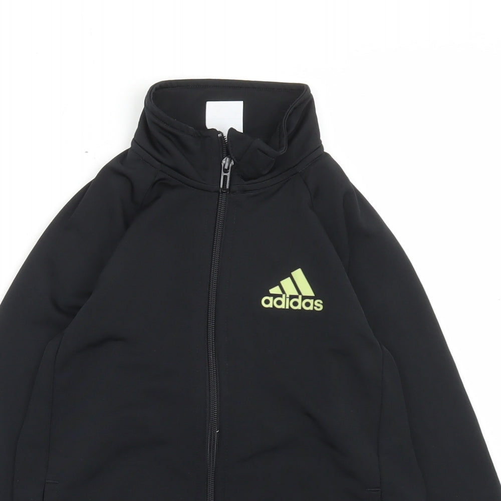 adidas Boys Black Polyester Full Zip Sweatshirt Size 7-8 Years Zip