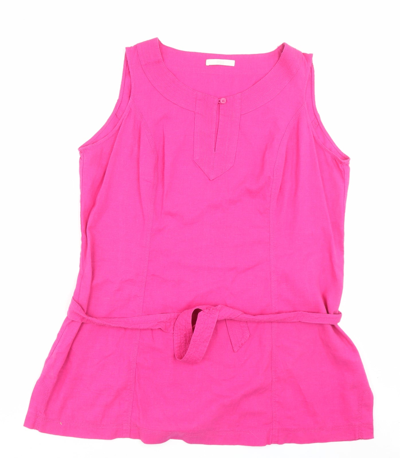 Marks and Spencer Womens Pink Linen Tunic Tank Size 18 Boat Neck