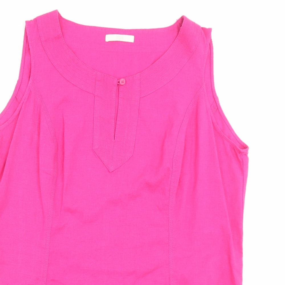 Marks and Spencer Womens Pink Linen Tunic Tank Size 18 Boat Neck