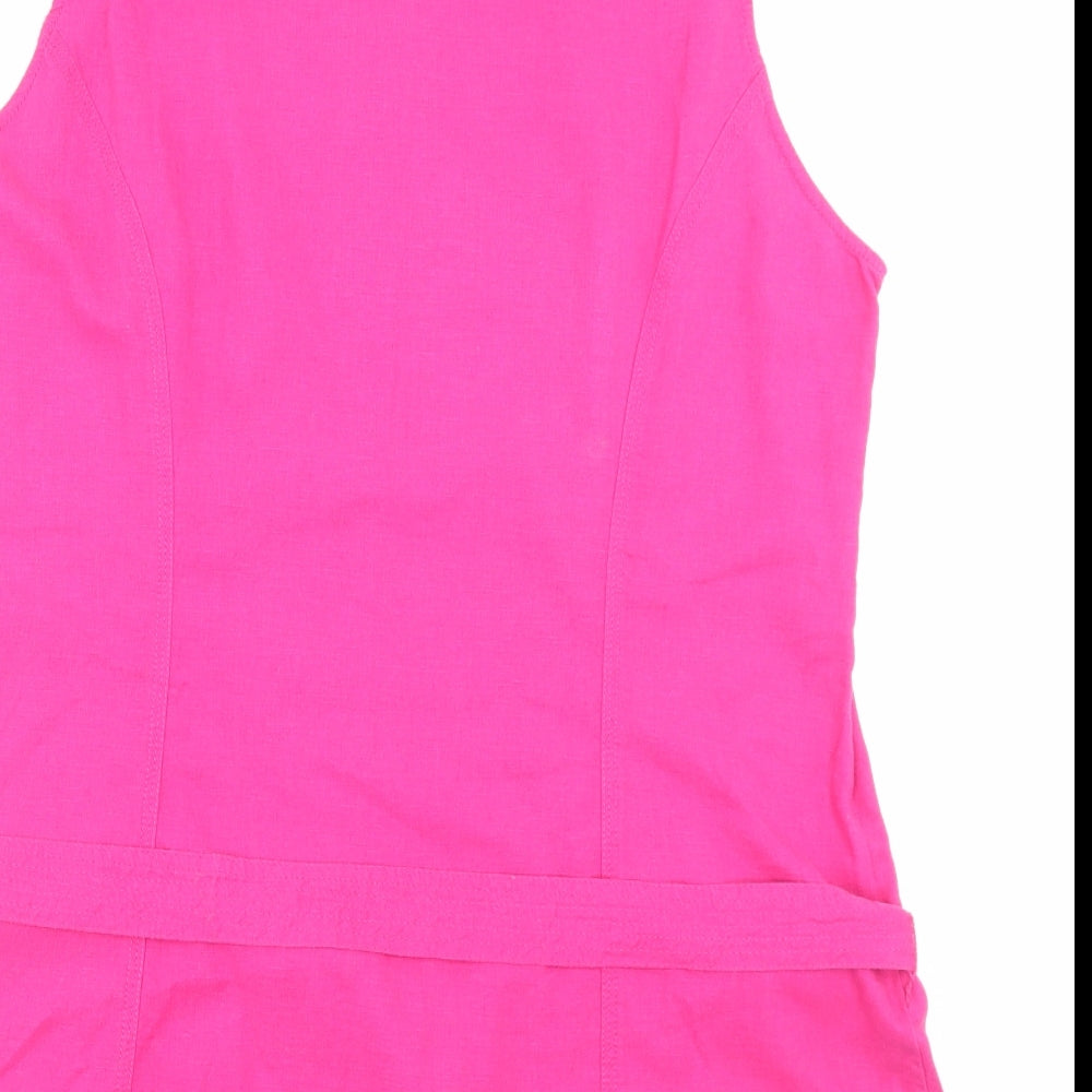 Marks and Spencer Womens Pink Linen Tunic Tank Size 18 Boat Neck
