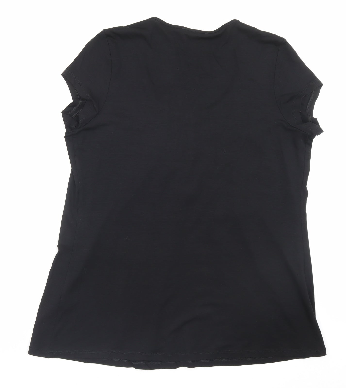 Autograph Womens Black Viscose Basic T-Shirt Size 18 Scoop Neck