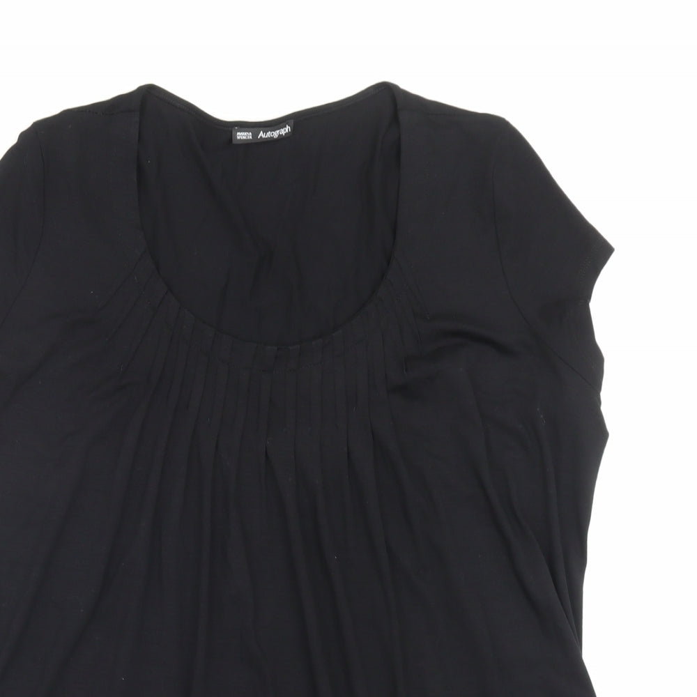 Autograph Womens Black Viscose Basic T-Shirt Size 18 Scoop Neck