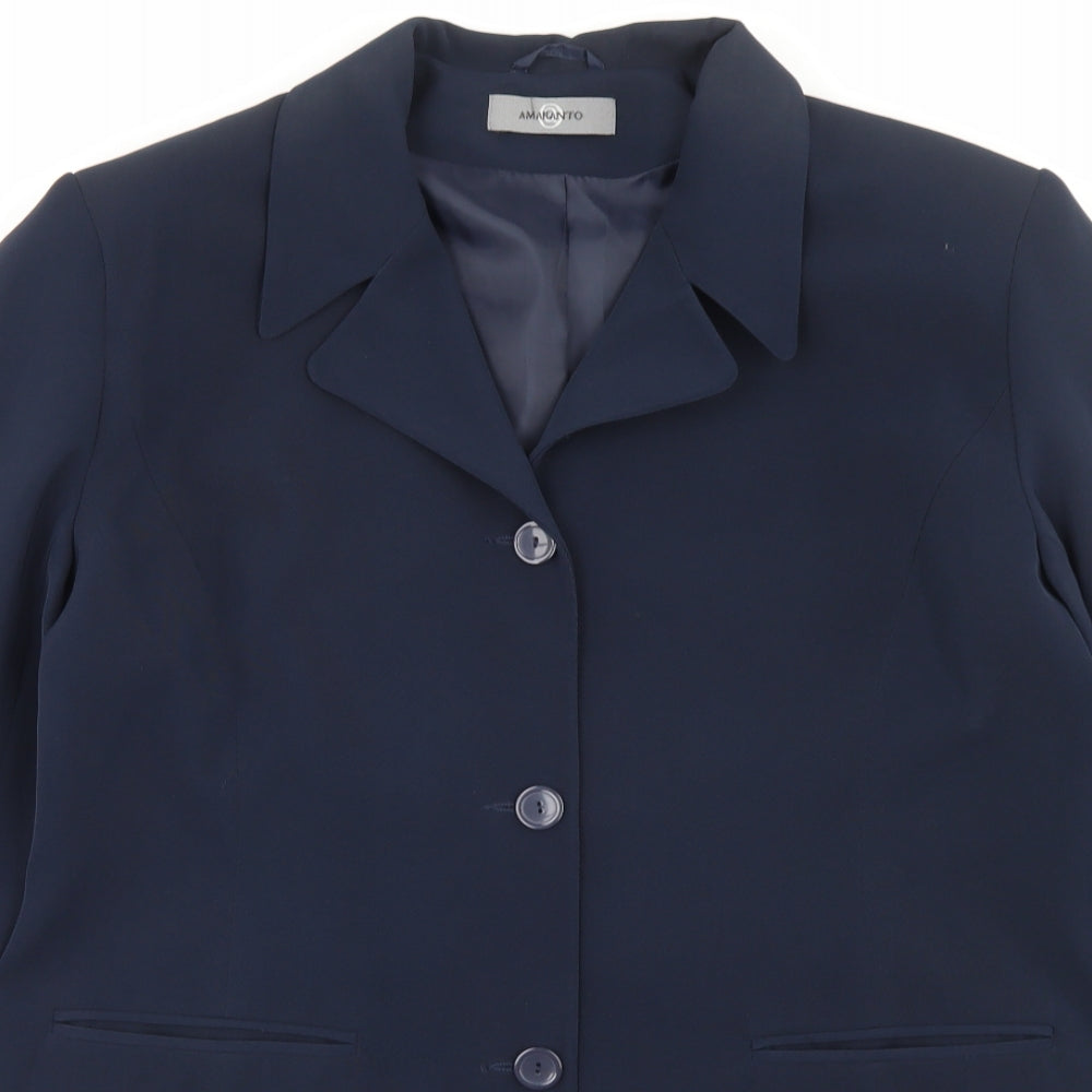 AMARANTO Womens Blue Jacket Blazer Size 18 Button