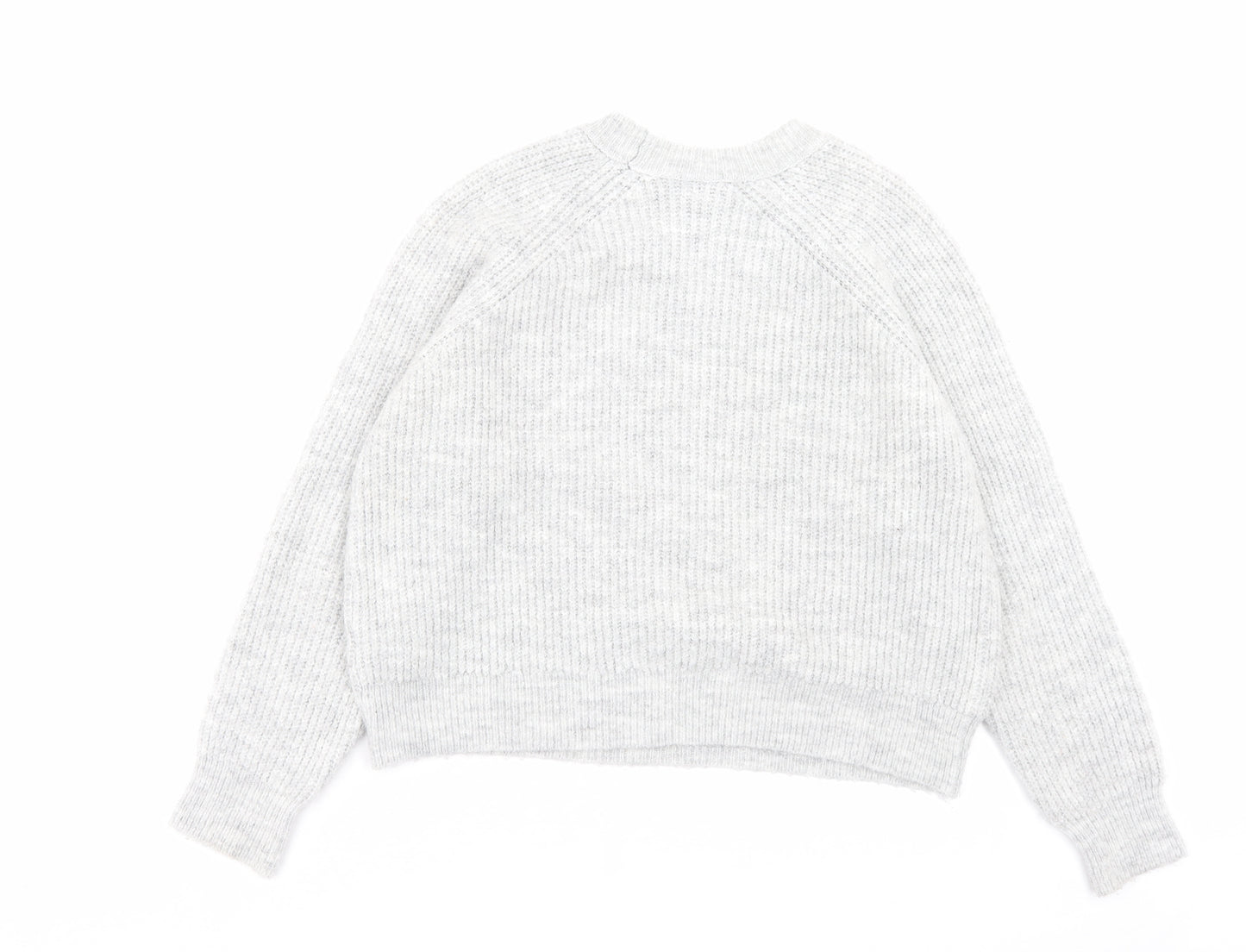 New Look Girls Grey Crew Neck Acrylic Pullover Jumper Size 12-13 Years Pullover