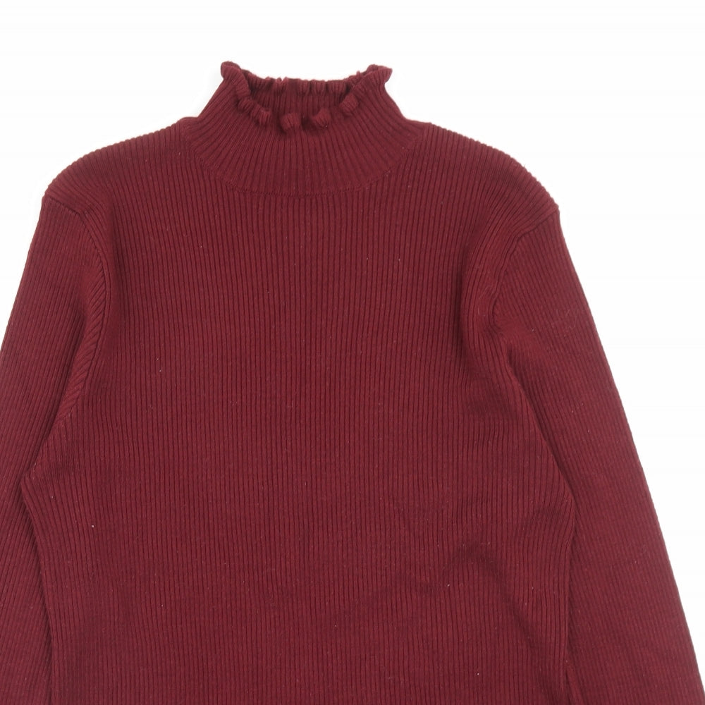 Peacocks Womens Red High Neck Polyester Pullover Jumper Size 18