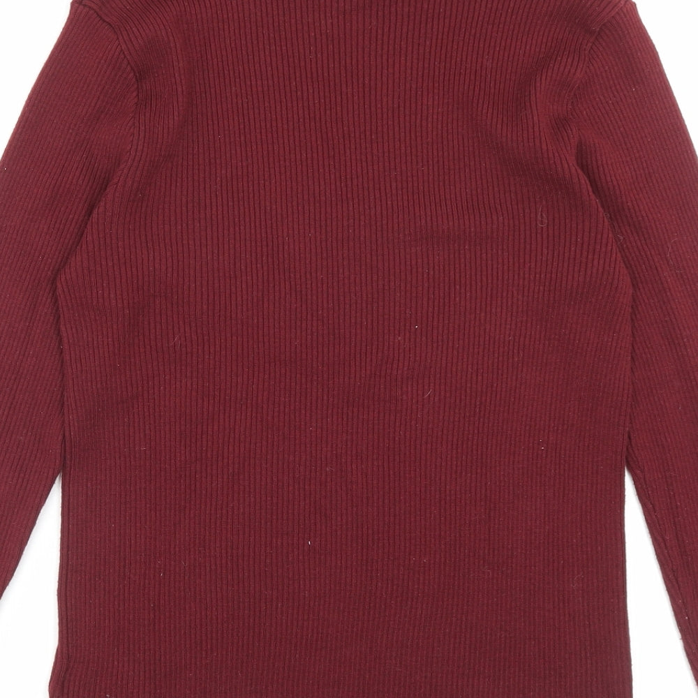 Peacocks Womens Red High Neck Polyester Pullover Jumper Size 18