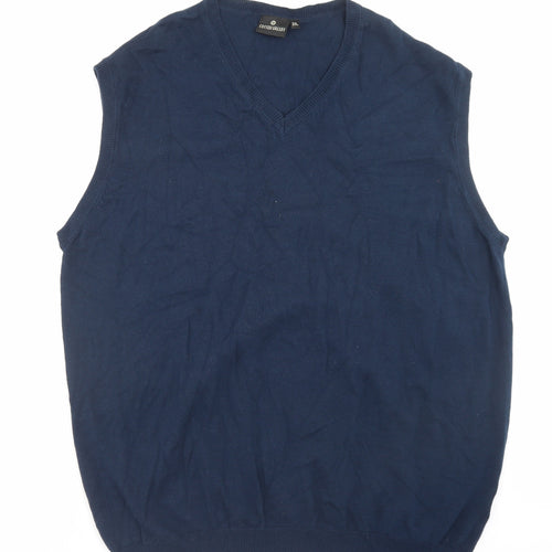 Cotton Valley Mens Blue V-Neck Cotton Vest Jumper Size 2XL