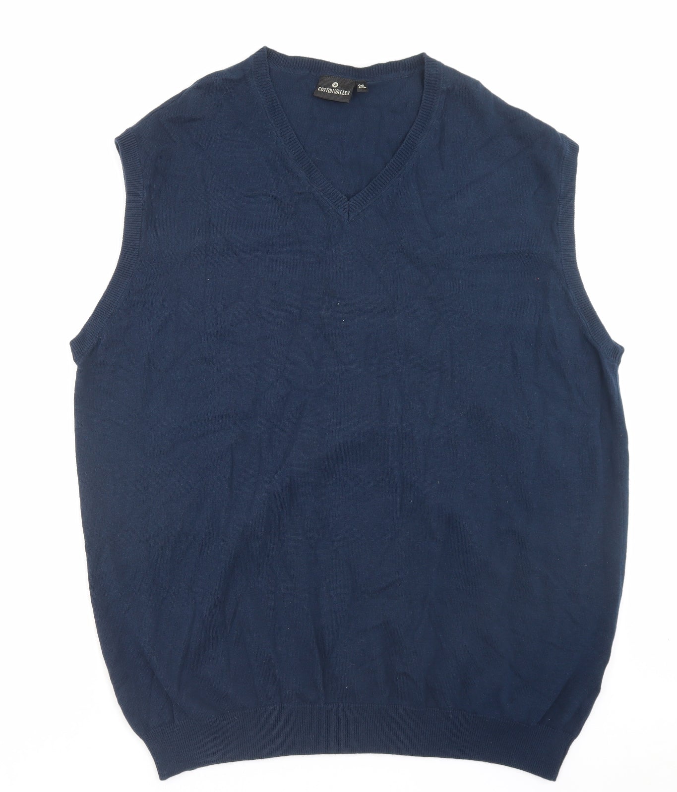 Cotton Valley Mens Blue V-Neck Cotton Vest Jumper Size 2XL
