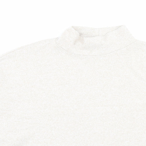 New Look Womens Beige Viscose Cropped T-Shirt Size M High Neck