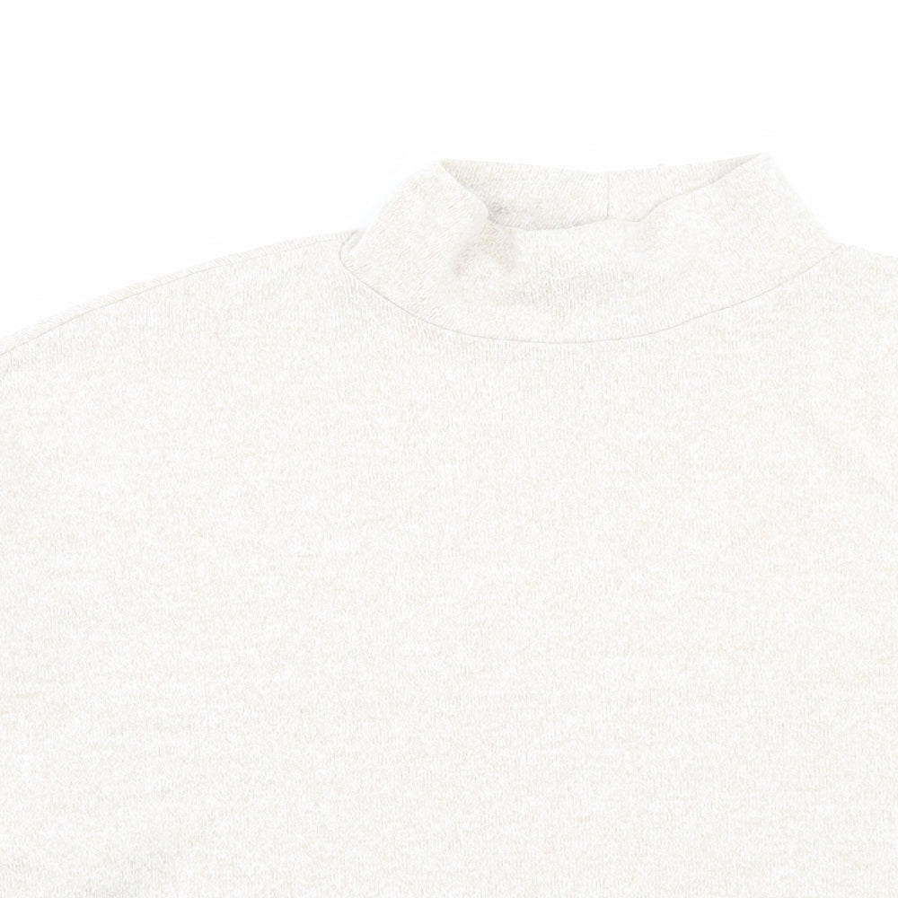New Look Womens Beige Viscose Cropped T-Shirt Size M High Neck
