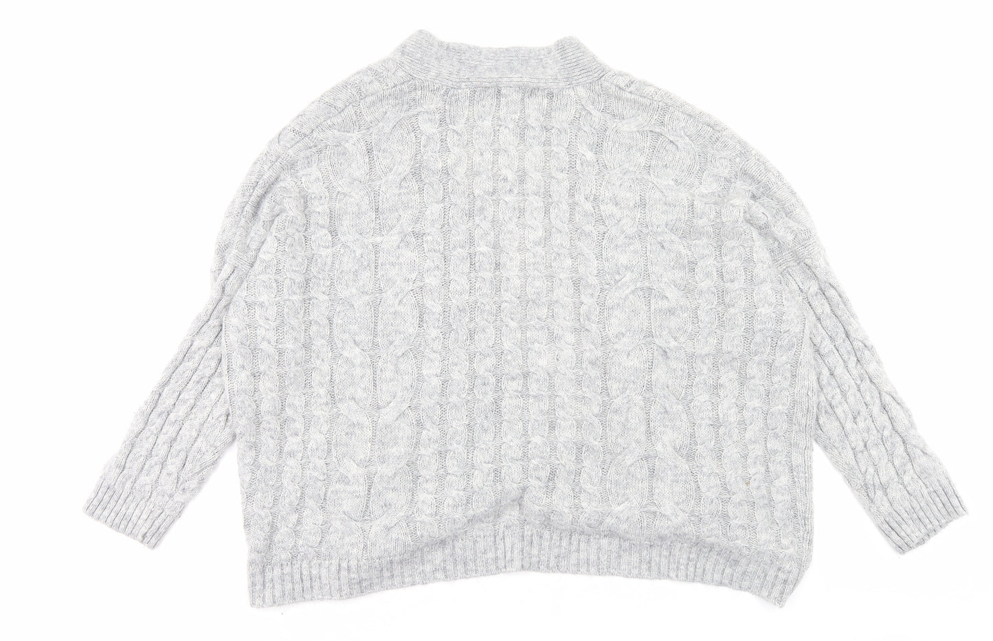 Primark Womens Grey V-Neck Acrylic Cardigan Jumper Size XL