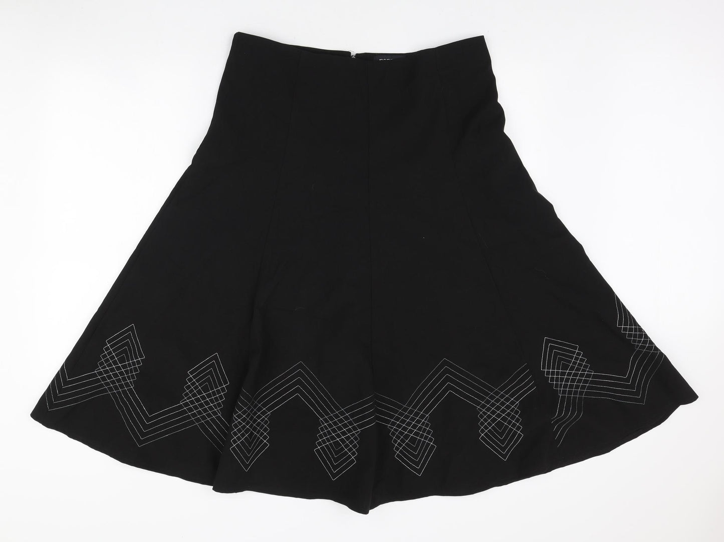 Papaya Womens Black Polyester A-Line Skirt Size 16 Zip
