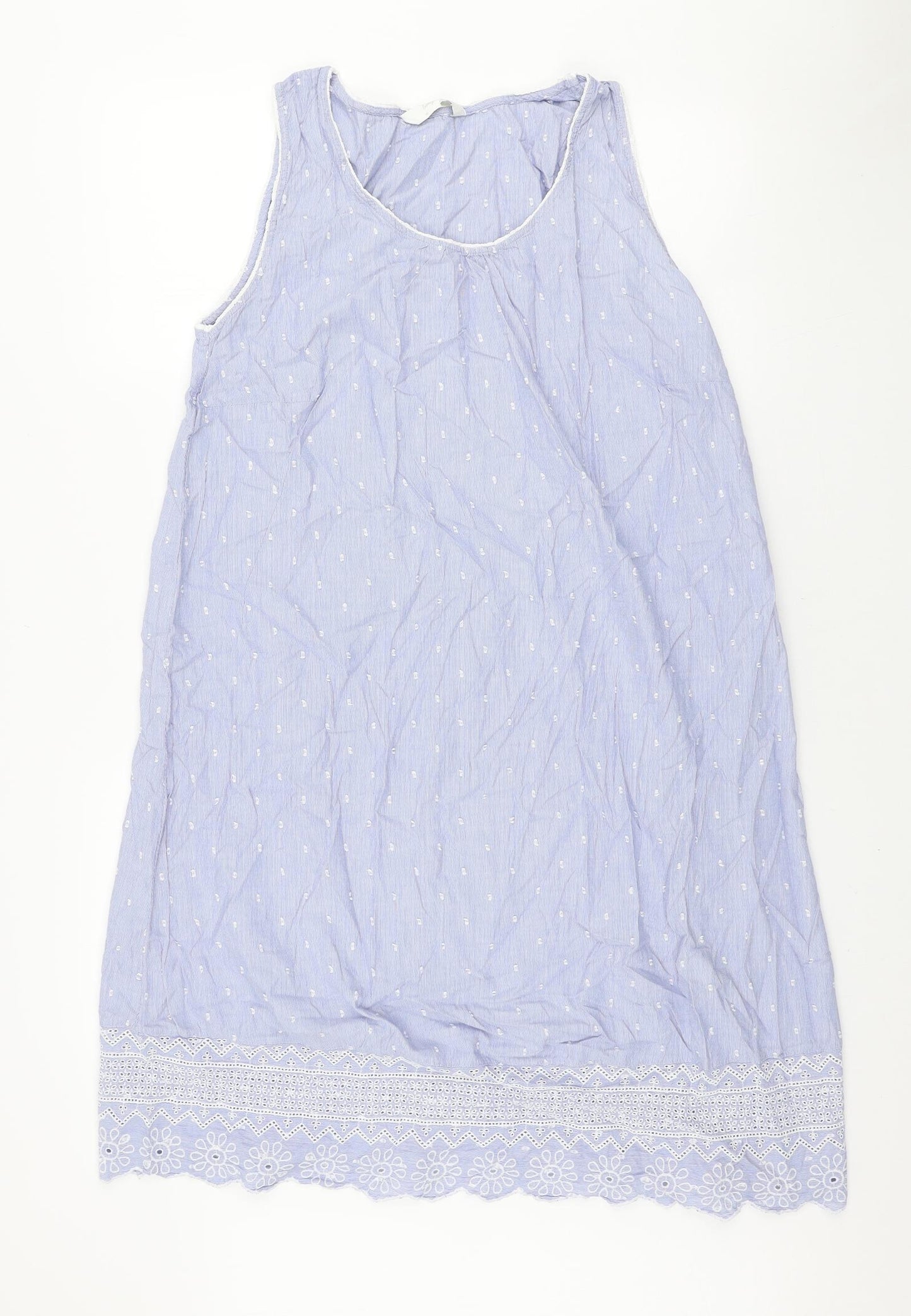 Marks and Spencer Womens Blue Geometric Cotton Top Dress Size 14
