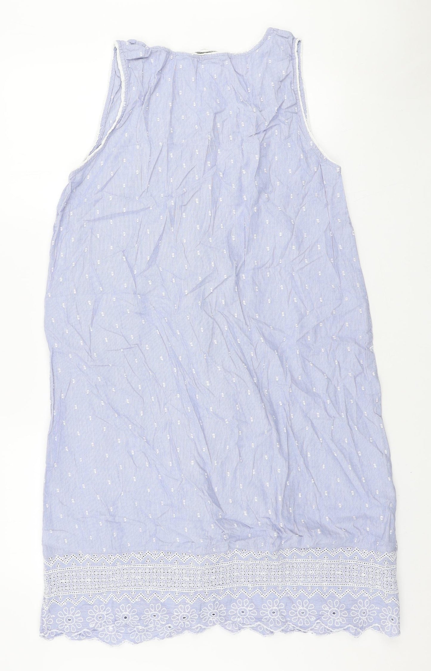 Marks and Spencer Womens Blue Geometric Cotton Top Dress Size 14