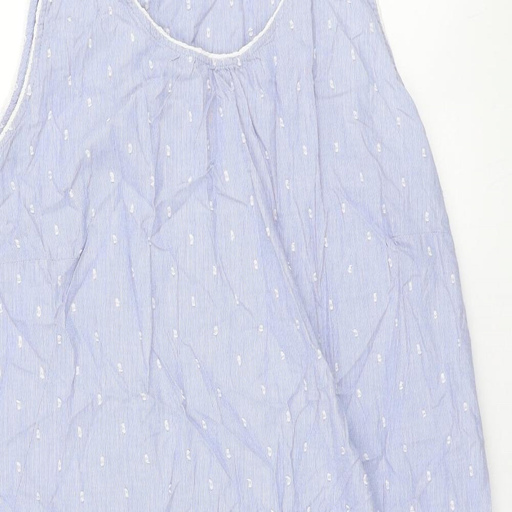 Marks and Spencer Womens Blue Geometric Cotton Top Dress Size 14
