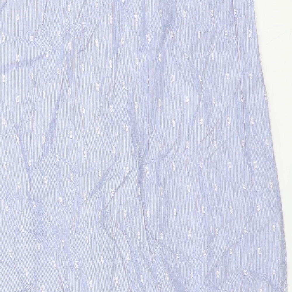 Marks and Spencer Womens Blue Geometric Cotton Top Dress Size 14
